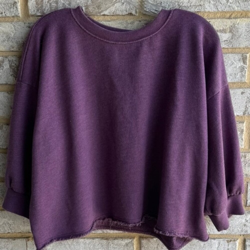 Michael Stars Purple 3/4 Sleeve Pullover Cropped Sweater Women's Size M.